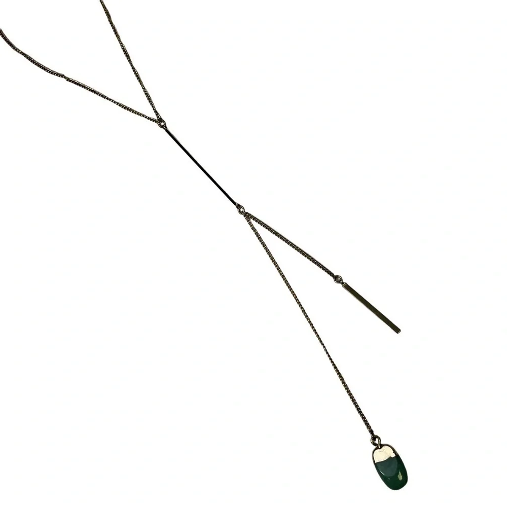 J Crew Green Polished Stone Gold Necklace